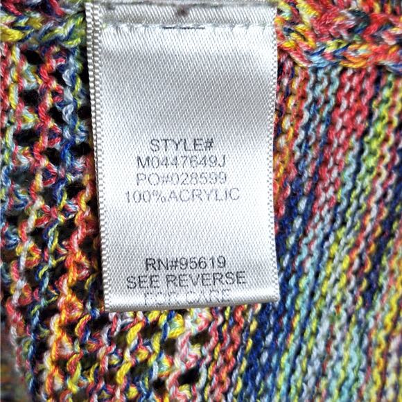 Womens‎ Sweater Large Rainbow Colorful Crochet Boho Cozy Comfy Pullover Artsy - Picture 6 of 7